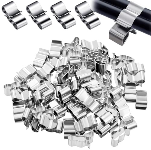 Ousuwo 50Pcs Stainless Steel Solar Cable Clips, 22.5 mm Photovoltaic Wire Clamps, Heavy-Duty Silver Metal Cable Management Clips for Securing Solar Panel Lines and Outdoor Cables