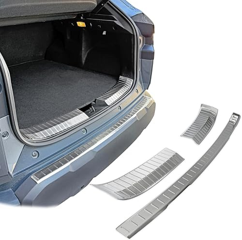 RECAMBO Edelstahl Ladekantenschutz - passend für Dacia Duster III | BJ ab 2024> 2-teiliges Set in gebürsteter Optik für Stoßstange innen & außen mit strukturierter Oberfläche & Klebemontage