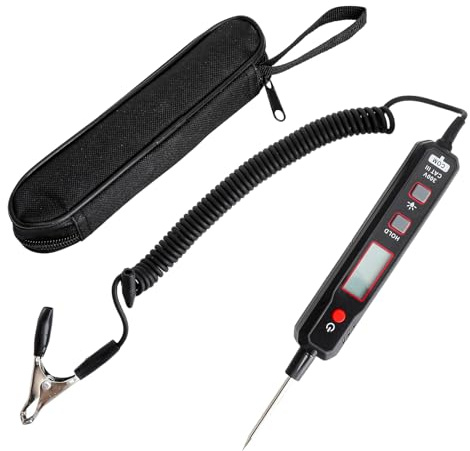 Spannungsprüfer KFZ Digital LCD Prüflampe 12V–100V – Präziser Kfz Prüfgerät Tester mit Hintergrundbeleuchtung, Tonwarnung, automatischer Abschaltung und Taschenlampe, Sicherer Prüfstift für Auto, LKW