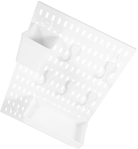 IWOWHERO Étagère de Rangement à Panneau Perforé Fixation Murale sans Perçage en Plastique Blanc Support Solide Multi-Usage pour Salle de Bain et Salon pour Cosmétiques et Bocaux