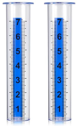 Hemobllo Pluviometro da Esterno in Plastica Trasparente Misuratore di Acqua per Prato Scala Graduata Set da 2 Tubi di Ricambio per Giardino e Cortile Strumento Compatto e Resistente per