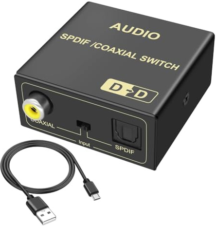 Bosiyrggrl Convertisseur Audio Numérique Fibre Optique vers Coaxial, Câble Coaxial Fibre Optique vers TV Connecté à Un Système Audio Numérique