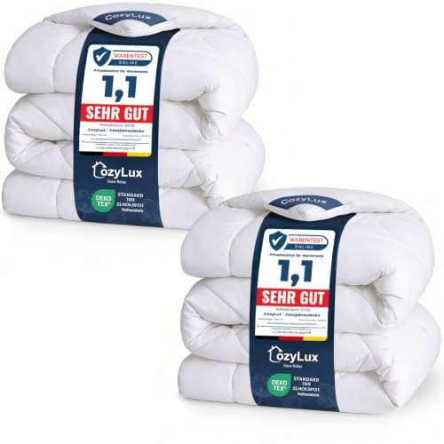 CozyLux 2er Set Bettdecke 135x200 cm Weiß für 4 Jahreszeiten | Bettdecke ohne Bezug Mikrofaser, Füllung 300 g/m², OEKO-TEX 100, Steppdecke mit 4 Eckschlaufen, Maschinenwaschbar