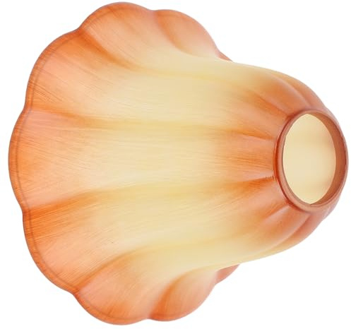 GAROZATION Pantalla de Lámpara de Vidrio E27 Color Champán Tulipa Vintage Diámetro 18 Cm para Lámpara de Techo de Araña Diseño en Forma de Campana y Luz Ambiental Cálida