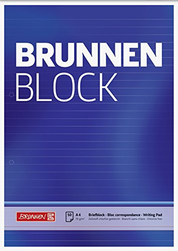 Brunnen Baier & Schneider Brunnen 1052757 Briefblock / Schreibblock / Der Brunnen Block (A4, liniert, 50 Blatt, 70 g/m², 4-fach gelocht)