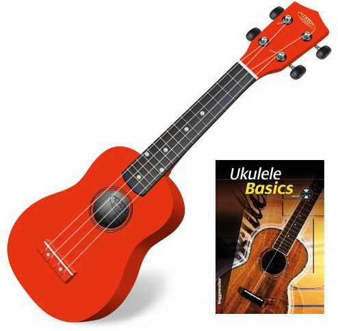 Classic Cantabile US-100 RD Sopran-Ukulele Rot Set inkl. Lernheft