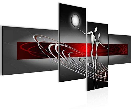 Runa Art Bild Modern Abstrakt Figuren - Made in Germany - Wandbilder Liebespaar Rot Grau 4 Teilig 301242a