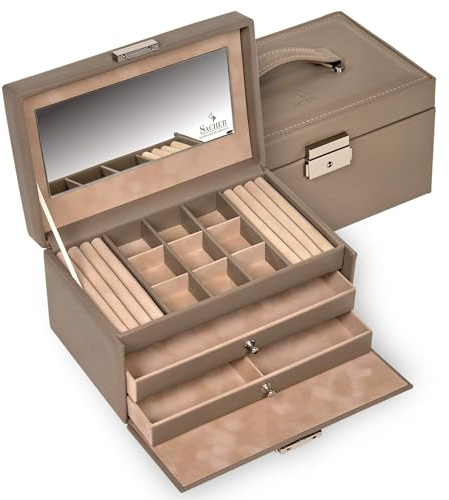 SACHER Schmuckkasten Elly nature/taupe (Leder)