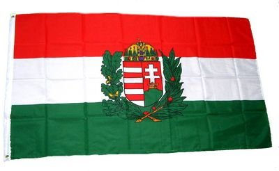 Flagge Fahne Ungarn mit Wappen 90 x 150 cm FLAGGENMAE®