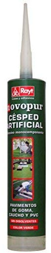 Rayt 1315-13 Novopur Cartucho de Adhesivo monocomponente de poliuretano para césped artificial y también pavimentos de goma, caucho y PVC. Color verde. Secado en 30 minutos. 300 ml
