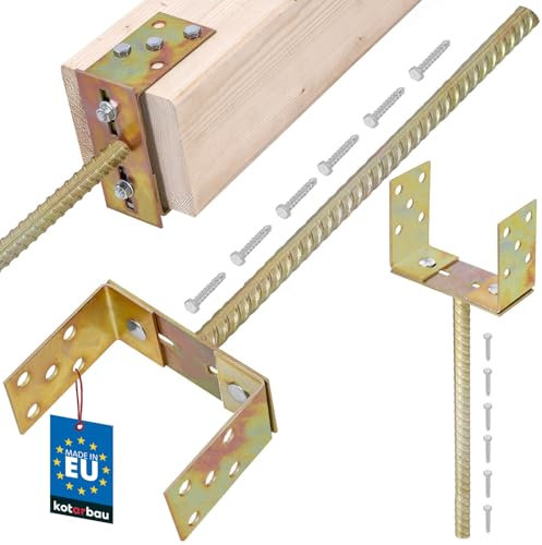 KOTARBAU® U Pfostenträger 0-160 mm Breitverstellbar Stange 385 mm Verzinkt Pfostenträger Verstellbar Betonanker für Holzpfosten Einbetonieren Pfostenträger zum Einbetonieren Dolle