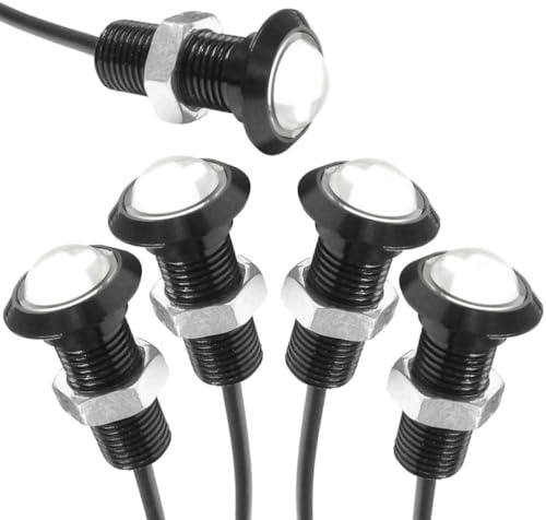 WITTKOWARE 5er-Pack LED-Einbauleuchte aus Aluminium, schwarz, Ø 18mm (Einbaudurchmesser 10mm), 12V/DC, 1,2W, Lichtfarbe blau