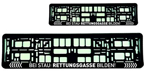 2x Kennzeichenhalter (Weiß) NummerschildhalterBei Stau Rettungsgasse bilden Feuerwehr Warenfux24 …