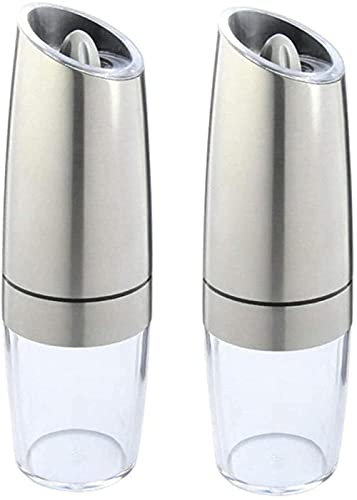 Moulin à piment électrique automatique en acier inoxydable Chili et sel Moulin à épices douces LED 2pc Moulin à sel en acier inoxydable Chili Chili-acier inoxydable 2pc Salt (2pc en acier inoxydable)