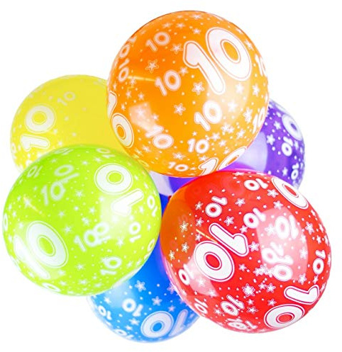 Happium - 10er-Pack Latex-Geburtstagsballons mit verschiedenen Zahlen, 12 Zoll (Zahl 10), Ballons für Mädchen und Jungen, Geburtstagsdekoration zum 10. Geburtstag, Party zum 10. Jahrestag | Für Mädchen und Jungen, Geburtstagsdekoration zum 10. Geburtstag, Party zum 10. Jahrestag