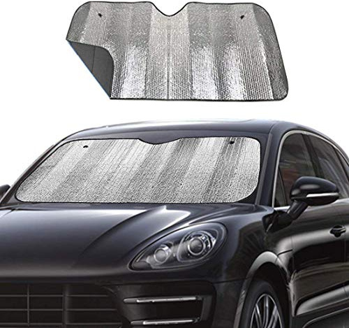 Big Ant Windshield Sun Shade UV Rays Sun Visor Shade,Auto Front Windshield Sunshade Car Folded Sun Shield Shade,Keeps Vehicle Cool - Black (55 x 27.5)