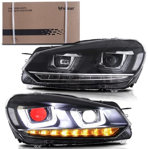 VLAND Scheinwerfer passend für GOLF 6 TSI 2008–2013 (nicht für GTI/R/TDI),Frontscheinwerfer,Paar (DEMON EYES)