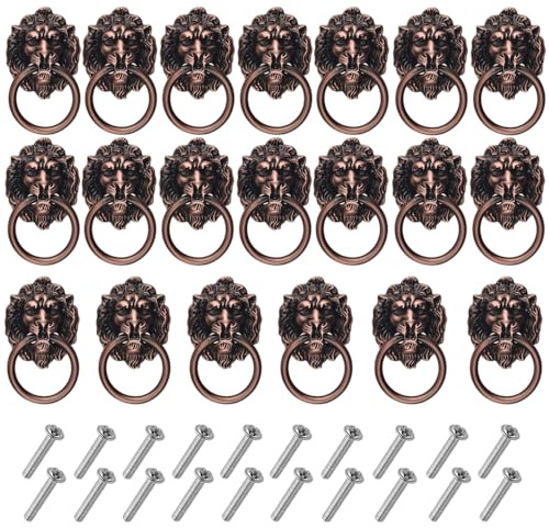 WMYCONGCONG 20 STÜCKE Schrankknöpfe Zieht Löwenkopf Schubladengriff Knopf Kommode Kleiderschrank Zugring 1,56 x 2,68 Griff aus Zinklegierung