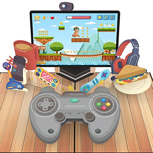 MOKIO® Biglietto Auguri Pop-Up – Gaming – Biglietto regalo 3D per un compleanno, Biglietto di auguri per i videogiocatori