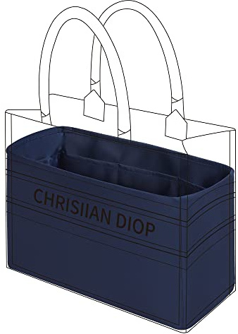 DGAZ Taschen Organizer Einsatz, Seide Taschenorganizer für Dior Book Tote Mini/S/M/L Tasche, Seidige Berührung Bag in Bag Organizer (Blue nuit, Medium) | Luxuriöse Satin-Innentasche, Perfekte Passform, Sanfter Schutz, Leicht