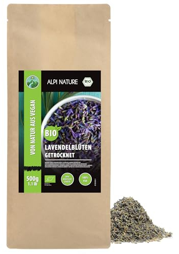 Alpi Nature Lavendel Te BIO 500g, Hela Torkade Lavendelblommor, Ekologiskt Lavendel Löste