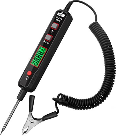 KAIWEETS Smart Auto Spannungsprüfer Stift, 0,8V-100V DC mit Hintergrundbeleuchtung, Digital prüflampe kfz mit Taschenlampe Maßnahmen Polarität Kontinuität, für Autobatterie