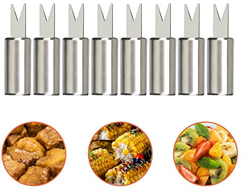 SENZEAL 8 Stück Maiskolben Spieße Maiskolben Halter Edelstahl Maiskolben Lebensmittel Obst Gabeln Maiskolbenhalter Grill für BBQ Camping Picknicks Parteien Küche Werkzeug Silber
