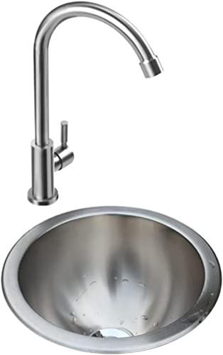 NIZAME Küchenspülen, Einzelbecken, Bar-Vorbereitungsspüle, Edelstahl, mit Wasserhahn und Abfluss, modernes schwarzes Wohnmobil-Waschbecken, verwendet in Innen- und Außenküchen (Größe: 24 x 24 x 12