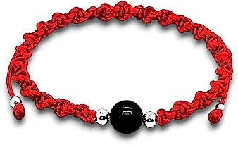 arana's - Bracciale filo rosso del destino con pietra onice - Argento sterling 925 - Amuleto protezione malocchio, buona fortuna - Regali originali per donna, uomo - Bracciale tibetano fatto a mano