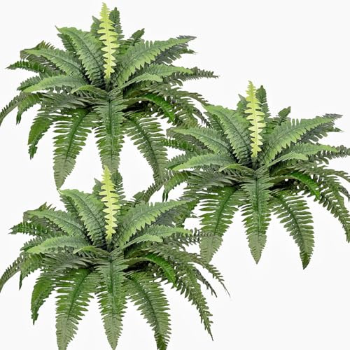 Avoik 3 Stück Künstliche Pflanzen Farne für Draußen & Drinnen 76cm Grün Künstlicher Boston Farn Balkonpflanzen Kunstpflanzen Kunstfarn Büsche Haus Dekoration Garten Terrasse Balkon Eingang Büro