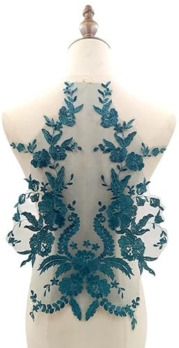 Spitzenkragen Einsatzkragen Ausschnitt Spitze, Blumen Spitze Kragen Applikation Patch Spitzemotiv Applique Patches Bestickter Aufnäher zum Nähen Stoff Kleid Dekoration Kostüm Zubehör,DunkelgrüN