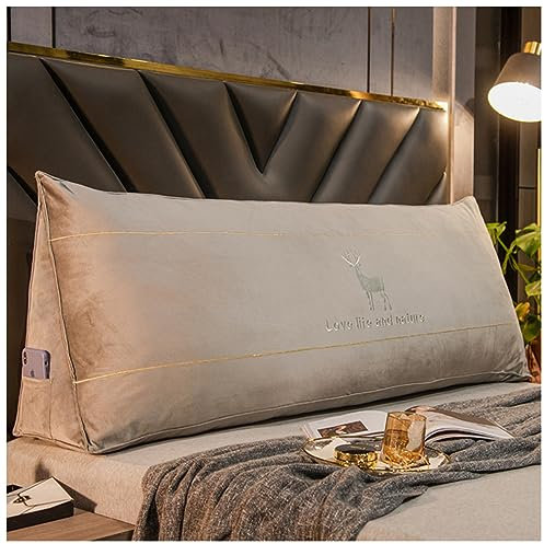 ZORZA Rückenkissen Bett Gepolstert Kopfteil Lesekissen, Rückenlehne Wandkissen Keilkissen Große Sofakissen Couch Kissen XXL Rücken Anlehnkissen mit Befestigungslaschen,B,King Size(79/200cm)