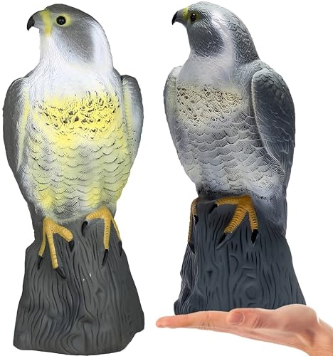 Retoo Vogelabschreckung aus Kunststoff, Mehrfarbig Vogelschreck, Naturgetreuer Lebensgroß Falke Atrappe, Fliegender Greifvogel als Vogelscheuche, Vogelabwehr, Taubenabwehr, Vogelschreck