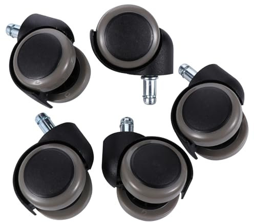 EXCEART 5pcs Nylon Office Chair Castor Wheels Universal Replacement Dual-Bearing Suitable for Hard Floors Parquet Laminate Tile Stone