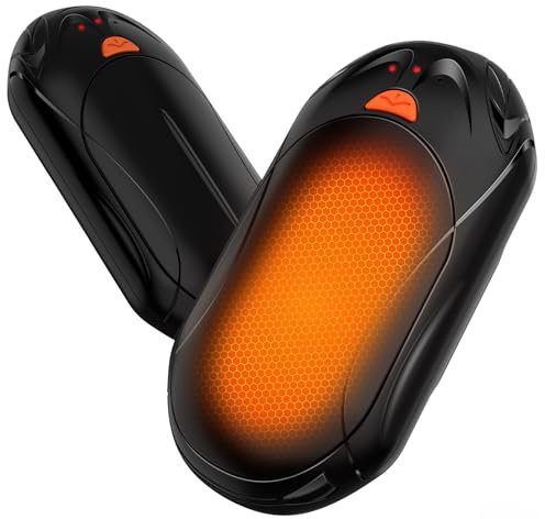 BOSONER Handwärmer Elektrisch Taschenwärmer Wiederaufladbar: 2er-Set 6000mAh Elektrischer Handwärmer Aufladbar Tragbare USB Heizung - Geschenk für Frauen Männer (Schwarz, Eine Größe)