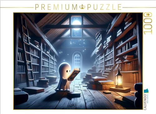 CALVENDO Puzzle Das kleine Gespenst entdeckt EIN Zauberbuch | 1000 Teile Lege-Größe 64 x 48 cm Foto-Puzzle für glückliche Stunden