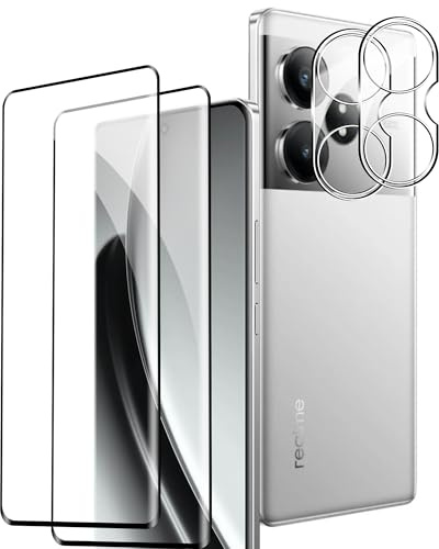Rojeuinn Vetro Temperato per Realme GT 6 / Realme GT 6T Pellicola Protettiva, 2 Pezzi Vetro Temperato+ 2 Pezzi Fotocamera Posteriore, Anti-Scratch, Durezza 9H