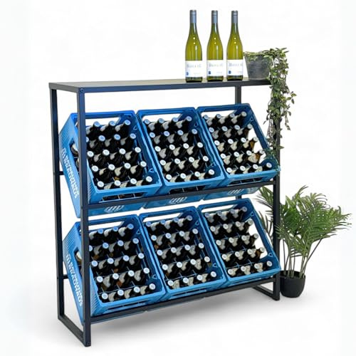 DanDiBo 96435 - Scaffale per casse di bevande, 6 casse con ripiano, in metallo, 100 cm (6 casse, larghezza 100 cm)