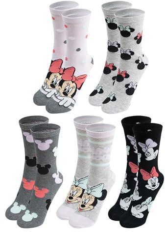 United Labels 5 par Disney Mimmi Pigg strumpor för kvinnor, svart grå, 38–43, damstrumpor, damstrumpor, flerfärgad, 38-43 EU