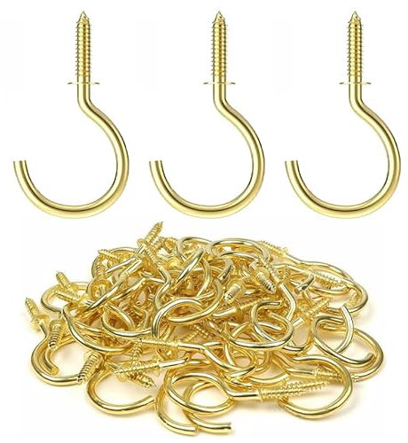 WSeltrium 120 ganci a vite piccolo gancio da avvitare 1/2 pollici, gancio a vite in metallo, soffitto tazza gancio, per plastica e legno superficie, per appendere piante, decorazioni artistiche