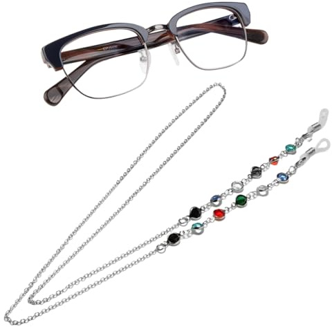 MUVONZI Brillenkette für Damen, Brillenkette Damen, Brillenkette Maskenkette Maskenband Elegante Brillen Halter Brillenkette, Edelstahl Brillenband für Sonnenbrillen, Silber