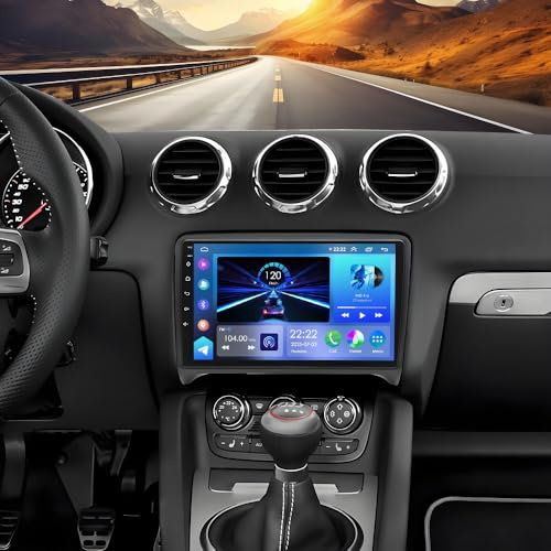 4+64G Car Stereo Compatible for Audi TT MK2 2006-2014 Android 13 Car Stereo GPS Navigation In-Dash Head Unit 9 Touch Screen w/Wireless Carplay & Android Auto Car Radio Receiver w/Rearview Camera Mic