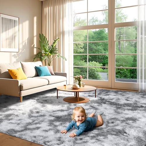 ZRSDIXKI Hochflor Teppich 200x300CM - Grau Teppichs Wohnzimmer