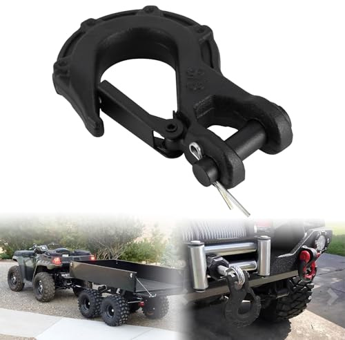 3/8 Schwerlast-Anhängerkupplung mit D-Ring für Auto, LKW, Quad und SUV | Schwerlast-Windenhaken, D-Ring-Schäkel, für Bergung und Abschleppen von Geländefahrzeugen,Haken Seilwinde