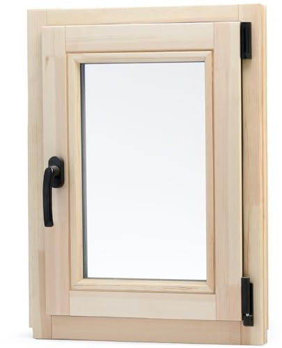 Holzfenster Premium, Massivholz, Doppelverglast, (F70x50, Drehkipp rechts, Drehkipp rechts70x50)