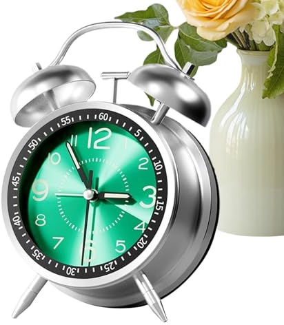 keloppasit Reloj despertador analógico, reloj despertador analógico antiguo, recargable de doble campana con retroiluminación para adolescentes, niños, personas mayores, niñas, niños y estudiantes