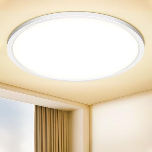 Tyreses LED Deckenleuchte Flach Rund, Modern Lampe Decke, Ø40cm