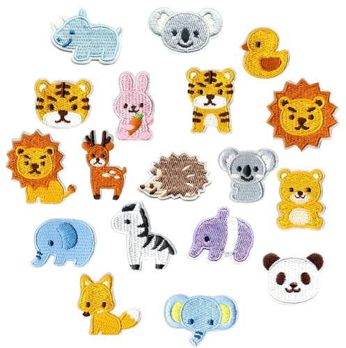 Rayakt 18 Pcs Animal Iron on Patches, Cute Embroidered Patches, DIY Iron On Patches for Clothing, Sew On Patches Repair Applique for Jeans Jackets Hats Backpacks Bags