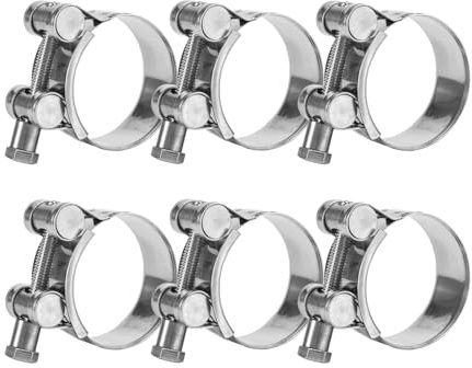 6 Piezas Abrazaderas de Escape Moto 23-25 mm, Abrazadera de Escape Acero Inoxidable, Abrazaderas de Tubo T-Bolt de Acero Inoxidable 304, para Conexión de Tuberías de Automóvil, Motocicleta