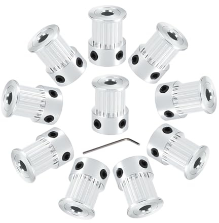 Newwish GT2 Riemenscheibe 20 Zähne 5mm Bohrung 10mm Breite,GT2 Timing Belt Pulley 20 Teeth 5mm Bore Zahnriemenscheibe für 3D Drucker 9mm/10mm Breite GT2 Zahnriemen.(10 Stück)